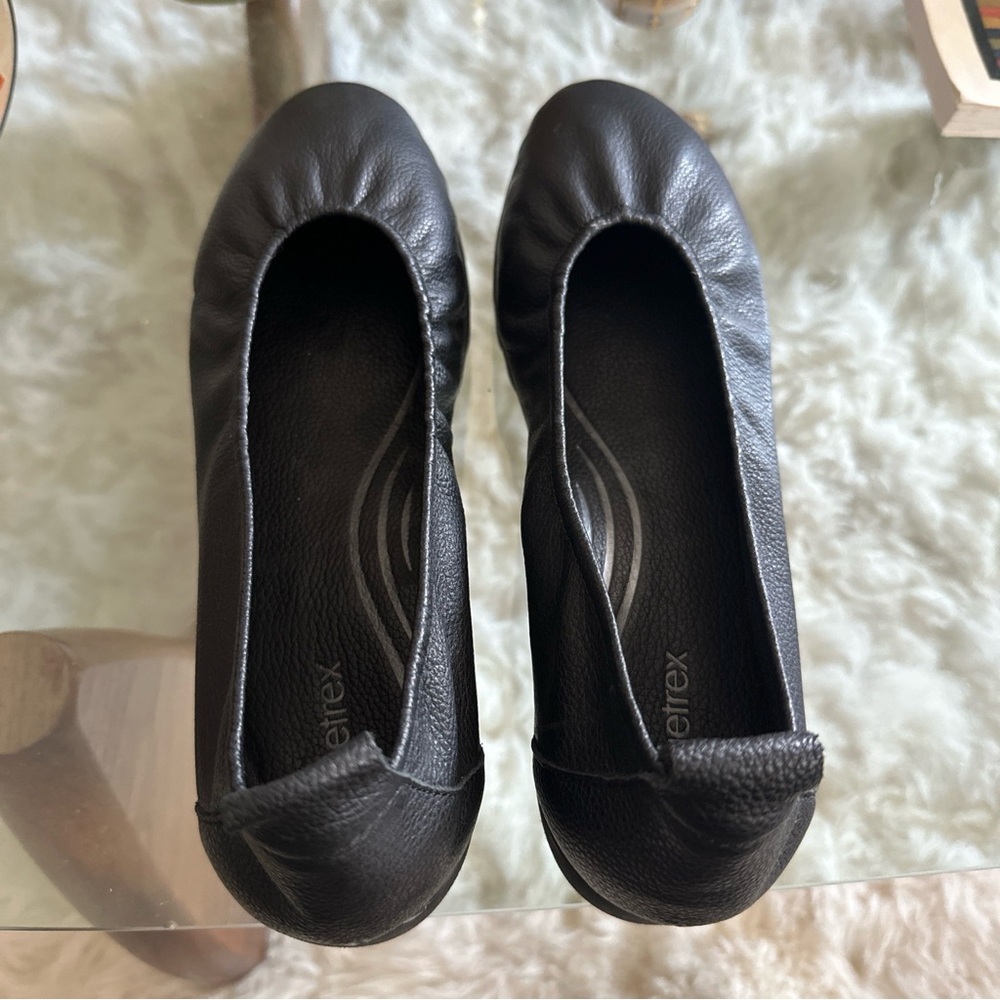 Aetrex Brianna Ballet Flat Size 40 US 9.5 Black Leather Arch Support Comfort - Picture 3 of 6